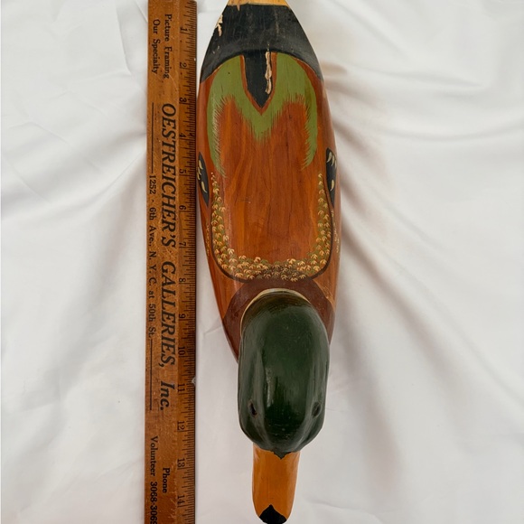 Hand-Painted Wooden Duck Wall Decor - Green and Brown - Picture 10 of 16